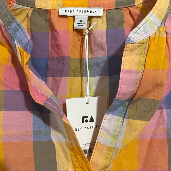 Nwt Free Assembly checkered blouse - Picture 2 of 5